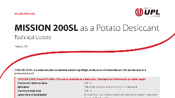MISSION 200SL as a Potato Desiccant Technical Update
